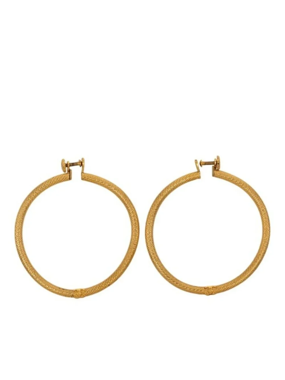 Chanel 96A CC Logo Vintage Earrings Gold Plated